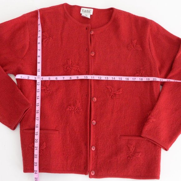 Vintage Tabi Red 100% Wool Button Down Cardigan Size Medium - Picture 4 of 13